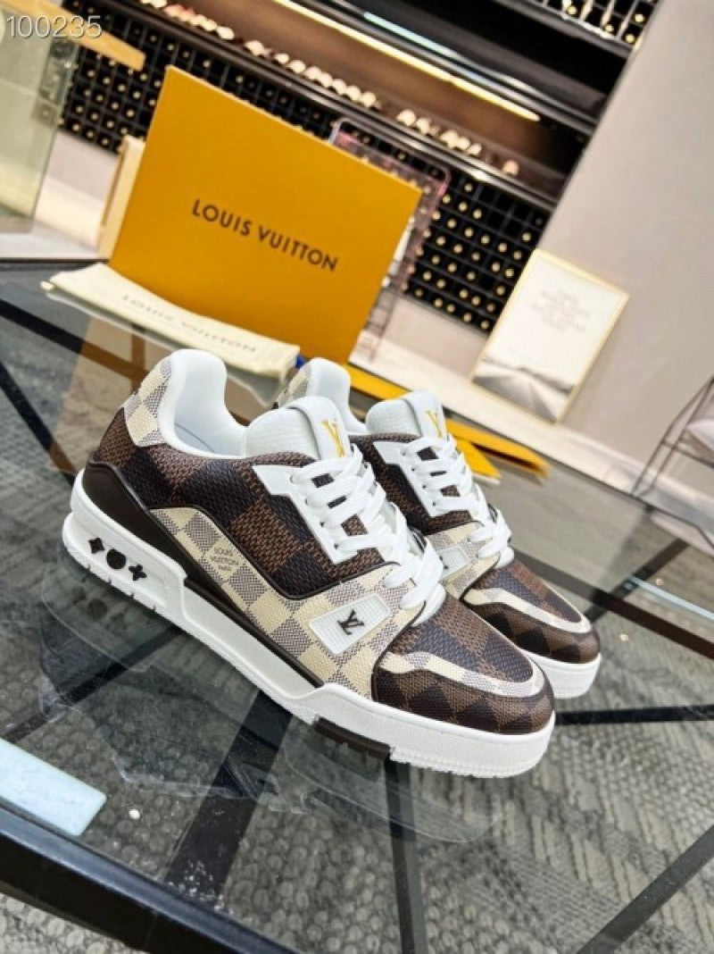 lv trainer sneaker checkered brown with full kit As3