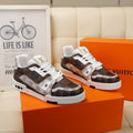 lv trainer sneaker checkered brown with full kit As3