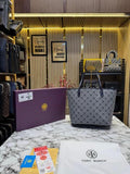 TORY BURC H MONOGRAM CANVAS TOTE WITH POUCH WITH OG BOX AND DUST BAG PREMIUM QUALITY (BLUE)