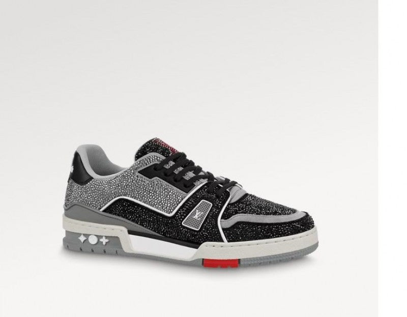 LOUIS VUITTON TRAINER CRYSTAL BLACK RED WITH FULL KIT
